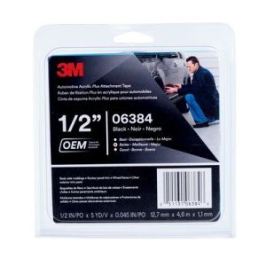 3M™ Automotive Acrylic Plus Attachment Tape, Black, 1/2 inch X 5 yards, 45 mil