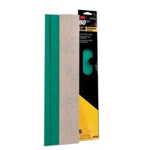 3M 32230 Green Corps Coated 80 Grit Dry Sanding File Sheet (5/Pack)