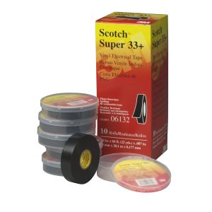 Scotch® Super 33+ Premium Vinyl Electrical Tape,  3/4 inch x 52 feet, 1 inch core, 06133