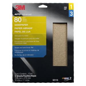 3M™ Sandpaper, 80 Grit, 9 x 11 inch 32115