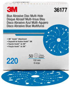 3M 36177 Multi-Hole Hook & Loop 220 Grit 6 in. Sanding Disc (50/Pack)