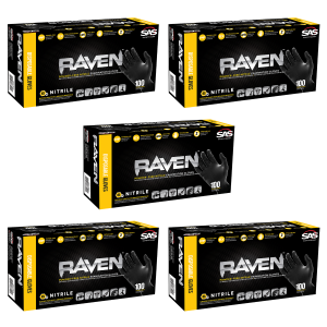 Raven Powder-Free Nitrile X-Large Gloves 5 Pack (500 ct)
