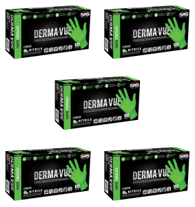 Derma-Vue Powder-Free Nitrile Medium Gloves 5 Pack (500 ct)
