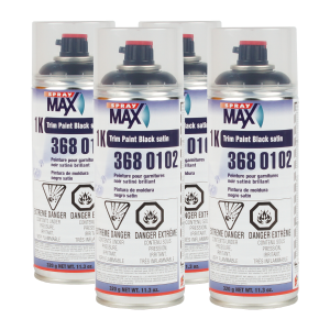 SprayMax 3680102 Satin Black 1K Trim Paint Aerosol 10.5 oz (4 Pack)