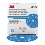 3M Hookit Blue Abrasive Disc Multi-hole 6 inch 80 Grit (50 Discs)
