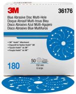 3M Hookit Blue Abrasive Disc Multi-hole 6 inch 180 Grit (50 Discs)
