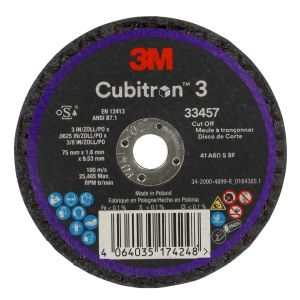 3M 33457 Cubitron 3 Cut-Off Wheel 75 mm x 1.6 mm x 9.53 mm (5/Pack)