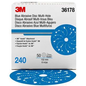 3M 36178 Multi-Hole Hook & Loop 240 Grit 6 in. Sanding Disc (50/Pack)