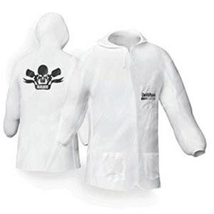 CLEAN Hooded Lab Coat White Nylon Elastic Waist (Medium)