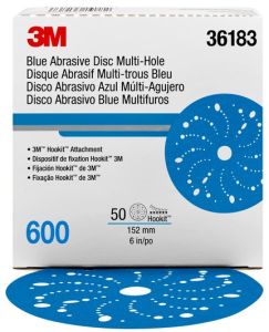 3M Hookit Blue Abrasive Disc Multi-hole 6 inch 600 Grit (50 Discs)