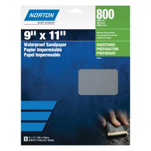 Norton Black Ice 00495 P800 Grit Ultra Fine Grade Sanding Sheet (5 ct)
