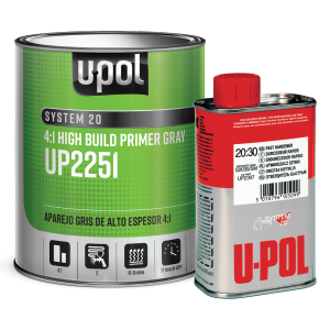 U-POL 2K Gray High-Build Urethane Primer 2251 + 2307 Fast Hardener Kit (1 Liter)