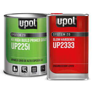U-POL 2K Gray High-Build Urethane Primer 2251 + 2333 Slow Hardener Kit (1 Liter)