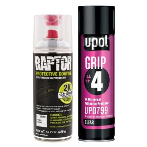 Raptor 2K White Spray-On Truck Bedliner Aerosol #4 Grip Adhesion Kit 4885 + 799
