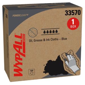 WypAll 33570 Blue 1-Ply Meltblown Oil Grease and Ink Cloth (100 Sheets)