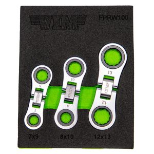 VIM Tools FPRW100 3 Piece Flex Palm Metric Ratchet Set